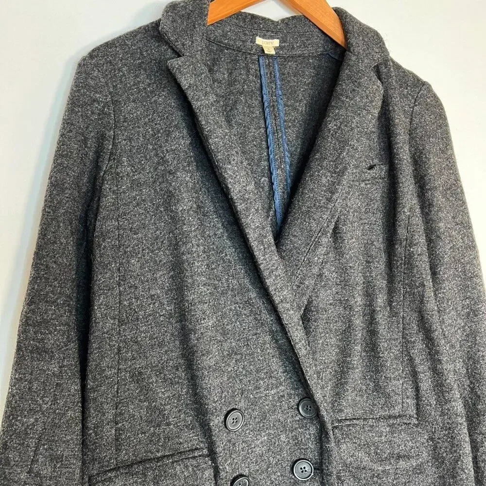 J. Crew 100% Wool Flannel Casual Blazer Suit Jacket Charcoal Grey Womens 4